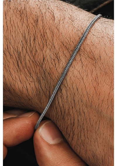 Erkek Gümüş Bileklik - 2mm Tilki Kuyruğu Model Gümüş Bileklik