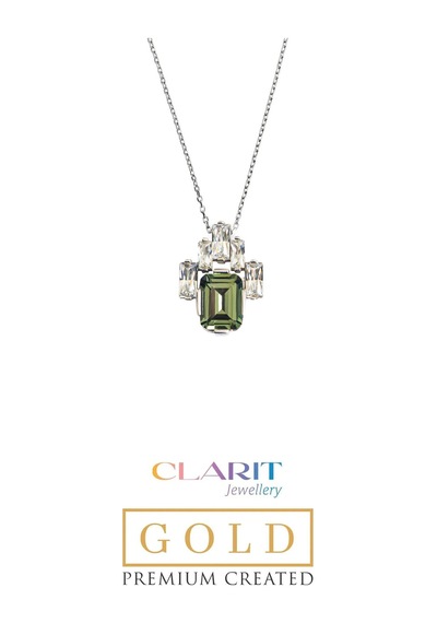 Created Tourmaline Taşlı Clarit Serisi 42 Cm 8 Ayar Beyaz Altın Kolye