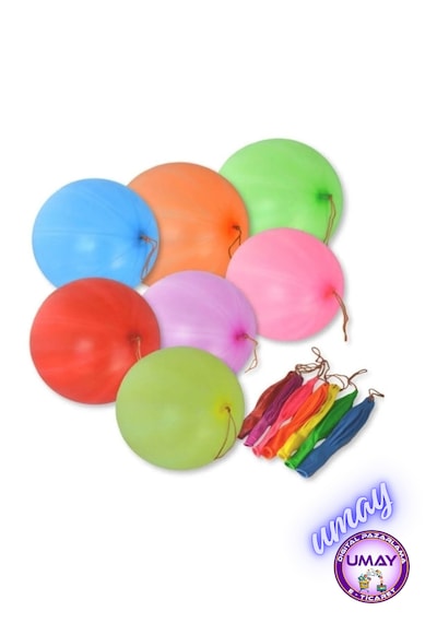 20 Adet Zıpzıp Balon İpli Lastikli Punch Panç Büyük Balon Karısık