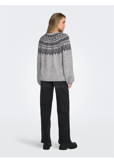 Only Onlreykja Ls O-neck Knt Kadın Gri Kazak - 15353221 Gri