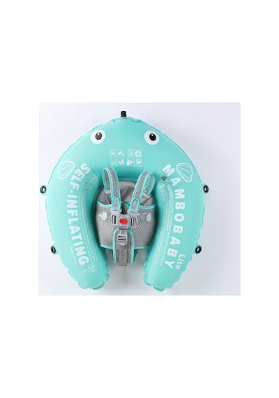 Mambobaby Yüzme Simidi - Blue Fish, Emniyetli, Gölgelikli Ve Ayak Destekli