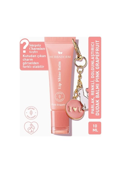 Herbaderm Parlatıcı, Dolgunlaştırıcı, Onarıcı Renkli Dudak Balmı, Greyfurt Aromalı 10 Ml Pembe Herba701519