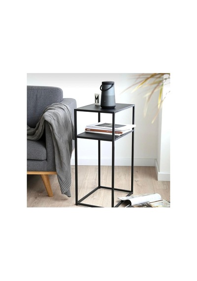 Formvia Modern Loft Tarz 2 Katlı Sehpa Siyah Metal Gövdeli Yan Sehpa Siyah - 803228915 Siyah