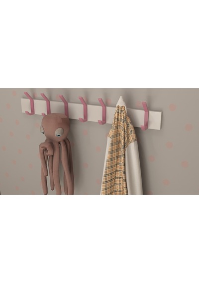 Hepsi3boyutlu Modern Duvar & Kapı Kanca Askılık - 7 Adet Pembe Kanca Askılık - Model No : 1 Pembe