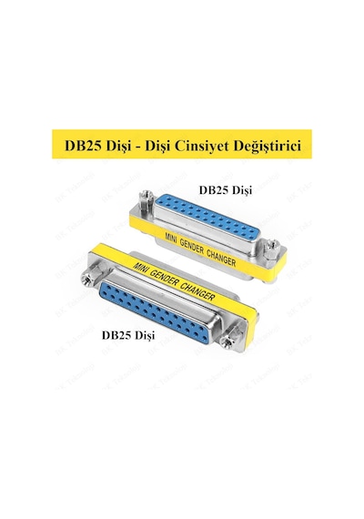 DB25 Dişi - Dişi Cinsiyet Değiştirici Adaptör