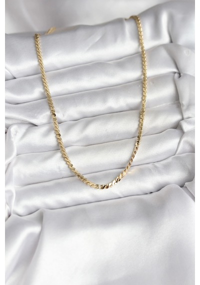 Ceylan Adam 14k Gold Renk Kaplama Ezme Yılan Zincir Model Cm Kadın Kolye Çok Renkli