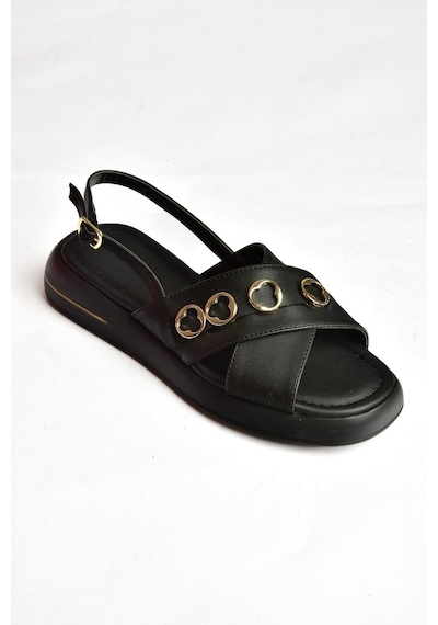 Fox Shoes S518105809 Siyah Alçak Tabanlı Kadın Sandalet Siyah
