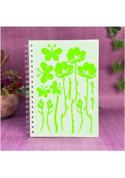 Defter Sticker,laptop Sticker Yeşil Çiçekli Pvc 48x33x0,5cm
