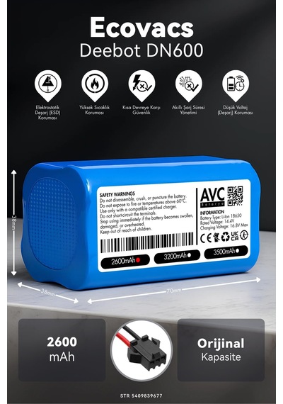 Ecovacs Deebot Dn600 2600mah Robot Süpürge Bataryası K.k