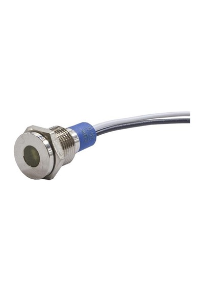 10Mm Metal Kablolu Sinyal Lambası Beyaz Ip67 10V-30V