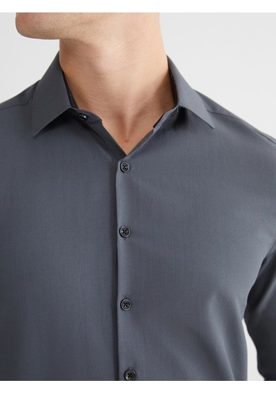 Lcw Busıness Antrasit Slim Fit Uzun Kollu Poplin Erkek Gömlek