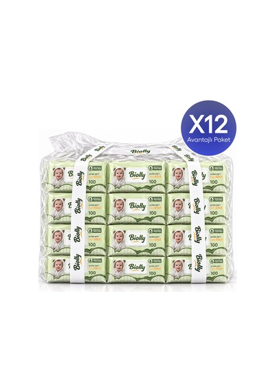 Biolly Baby Gold Bebek Islak Mendili 100 Yaprak 12'li Paket 12'li Set