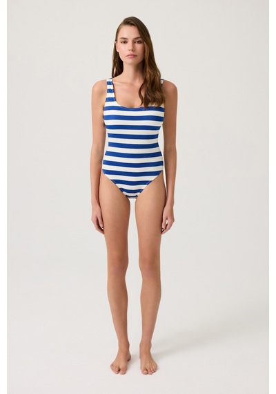 Los Ojos Lacivert U Yaka Spor Mayo Sporty One Piece Lacivert-beyaz Lacivert-beyaz