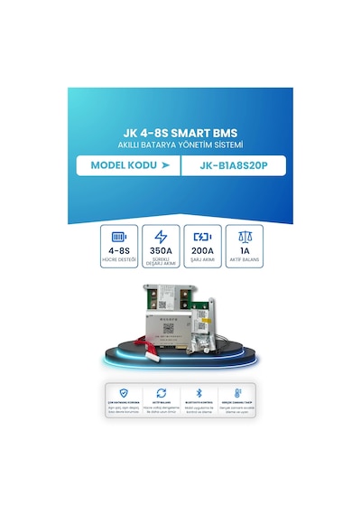 Jk Smart Bms Akıllı Batarya Yönetim Sistemi 4 8s 350a 1a Aktif Balans Jk-b1a8s20p