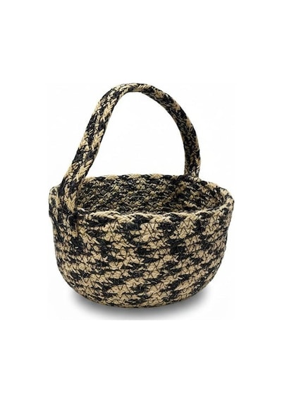 Kulplu Orta Boy Jüt Halat Örgü Sepet 21x21x10 Cm Kahverengi