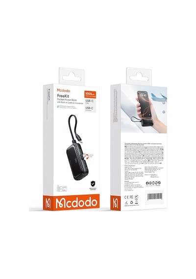 Mcdodo Mc-7760 5000mah 22.5w Dahili Kablolu Powerbank Siyah