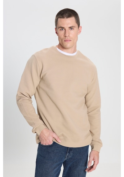 Wrangler Regular Fit Normal Kesim Bisiklet Yaka %100 Pamuk Bej Sweatshirt W242501614 Bej
