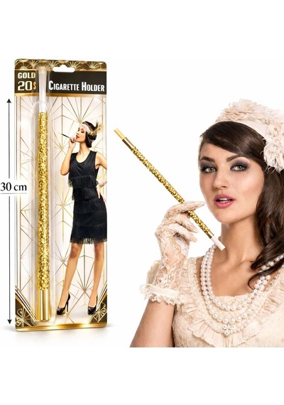 30 Cm Altın Gold Payetli Tutacağı - 1920 Ler Gatsby Parti Aksesuarı +3