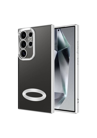 Galaxy S24 Ultra Kılıf Kamera Korumalı Logo Gösteren Zore Omega Kapak Gümüş