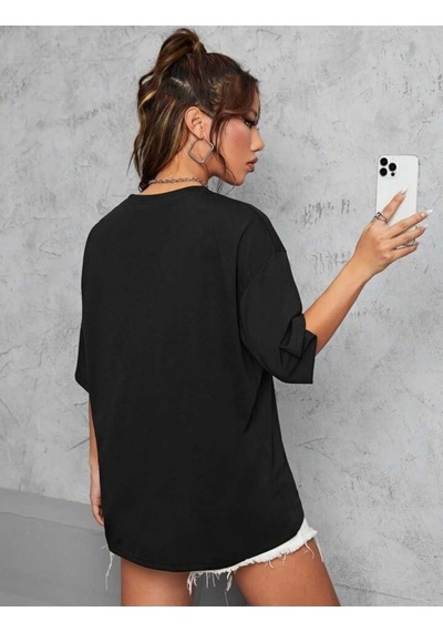 Noıssey Siyah New York Baskılı Oversize Unisex