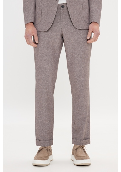 AC&Co / Altınyıldız Classics Erkek Vızon Slim Fit Dar Kesim Mono Yaka Beli Bağlamalı Desenli Takım Elbise Vızon
