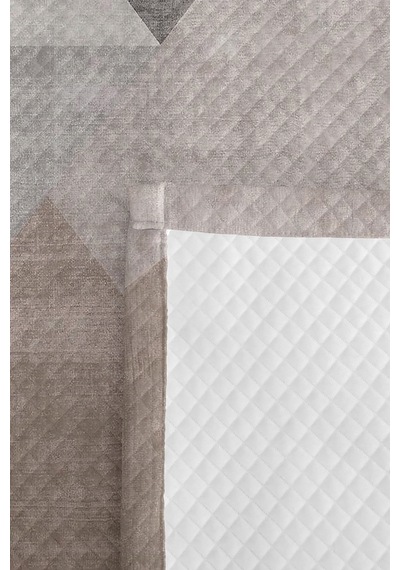 Gri Geometrik Modern Genç Odası Tek Kişilik Pike Takımı-antrasit Bej 160x220cm Kapitone Yatak Örtüsü Mat Ada Kabuğu