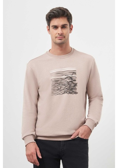 Morven Erkek Taş Trend Bisiklet Yaka Sweat-shirt 25ks063006870 Taş Taş