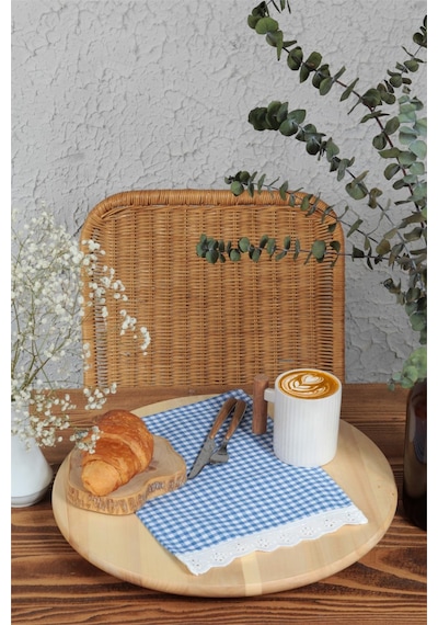 Peçete Kareli Fistolu 6 Lı Retro 20x30 Cm Mavi