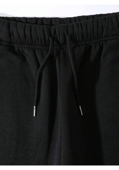 Unisex Siyah 2iplik Paçası Ribanalı Jogger Eşofman Altı Siyahribana
