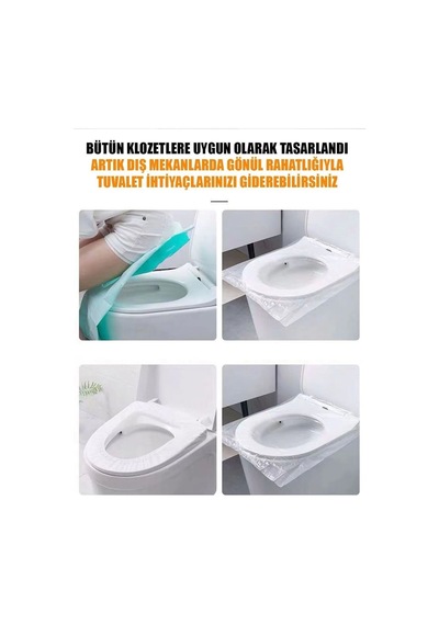 Klozet Kapak Örtüsü Pratik Kullanımlı Hijyenik Klozet Kapağı Poşeti 50 Adet Diğer