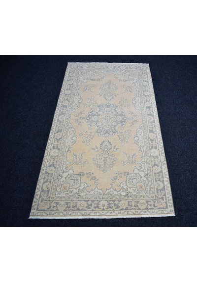 Zehra Abla Halı Vintage El Dokuma Açık Turuncu Nadir Pastel Uşak Yün Halı 7196 Çok Renkli