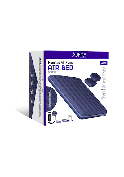 Auhma Afb1 Çift Kişilik Şişme Yatak Dahili Pompalı 203x152x22cm Kamp & Ev Kullanımı İçin MAVI Mavi