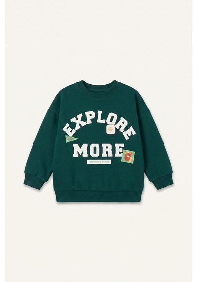 Defacto Oversize Baskılı Arma Detaylı Sweatshirt Erkek Bebek I0317a526augn1116 Yeşil-gn1116