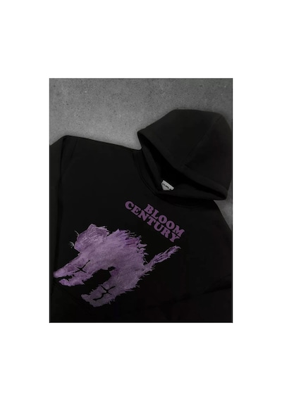 Tarzsokak Unisex Purple Cat Sweatshirt Siyah