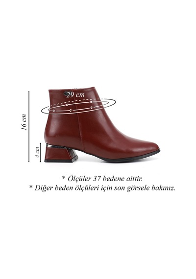 Gönderir Kadın Bordo Fermuarlı Kalın Topuklu Bot Dkzb81535397