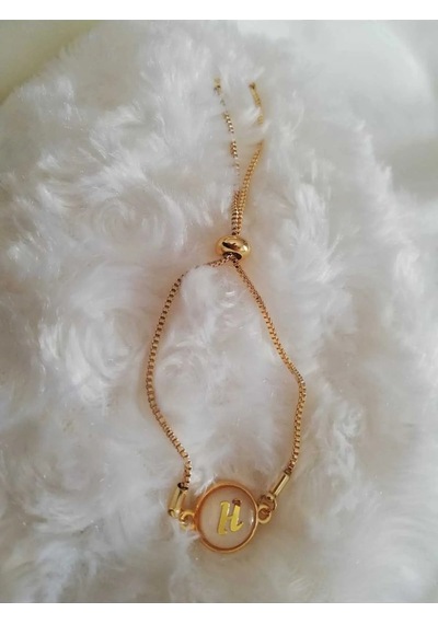 Altın Sedef Ayarlanabilir Kadın Gold Asansörlü H Harf Bileklik Renkli