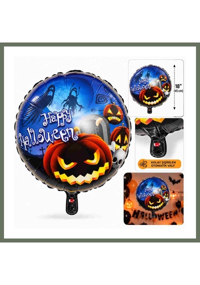 Bezos Balkabağı Desenli Folyo Balon 18 İnç 45 Cm Bezos1 Çok Renkli