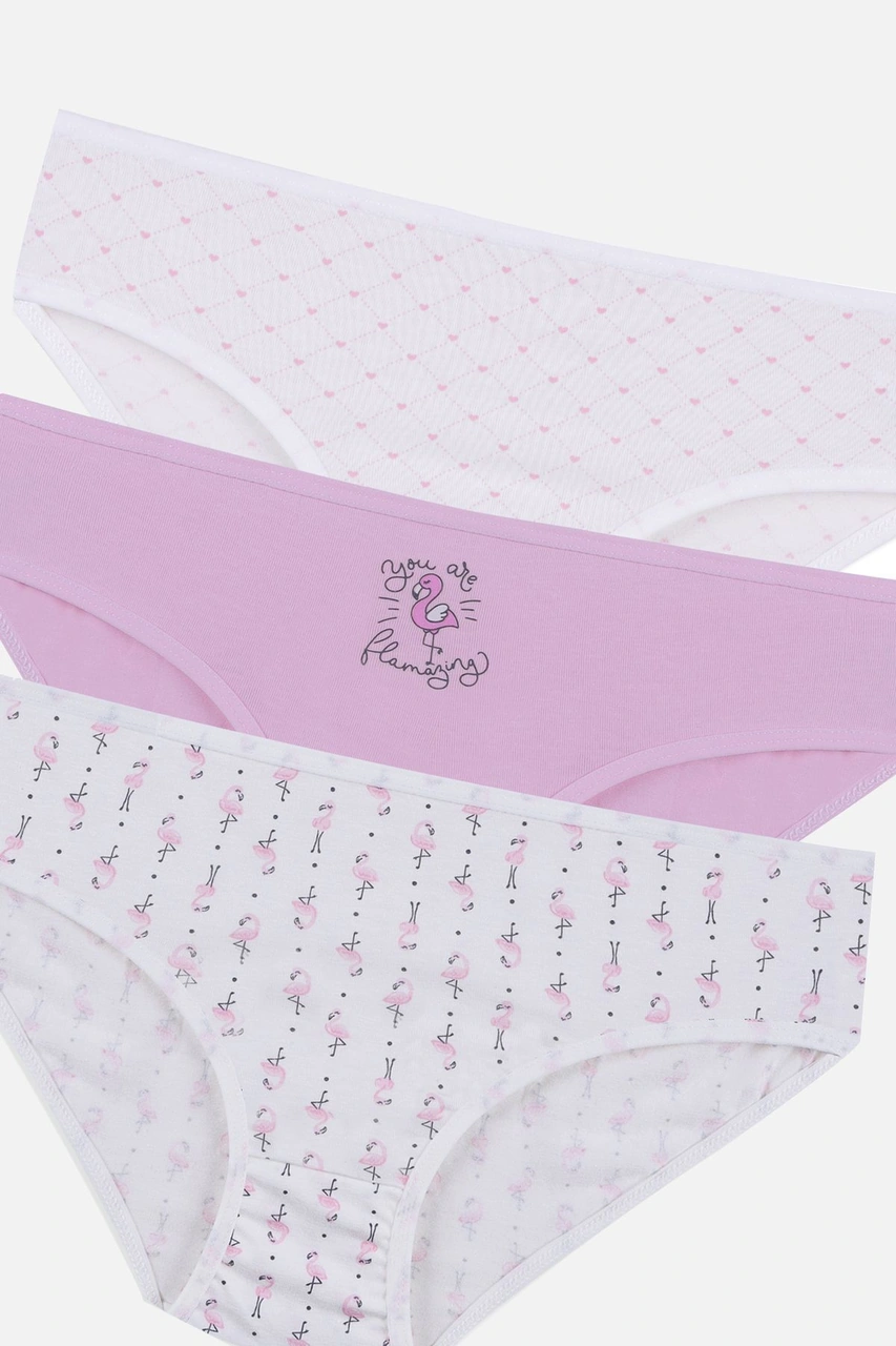Koza İç Giyim Kız Çocuk 3'lü Penguen Desenli Slip 1050 Pembe