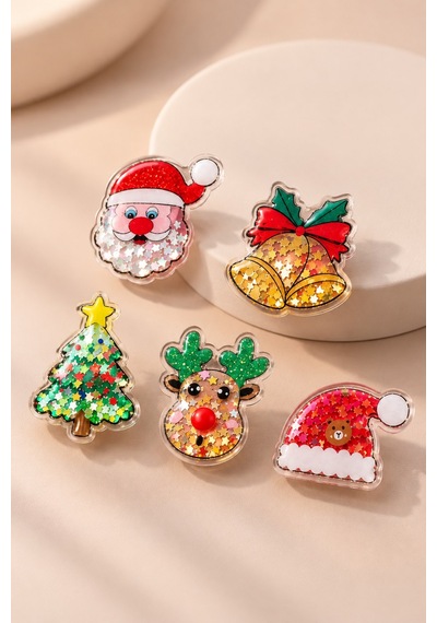 Klima Süsü Seti Yılbaşı Noel Temalı 5'li Araç Merry Christmas Noel Baba Geyik Çam Ağacı Çan Şapka Ot