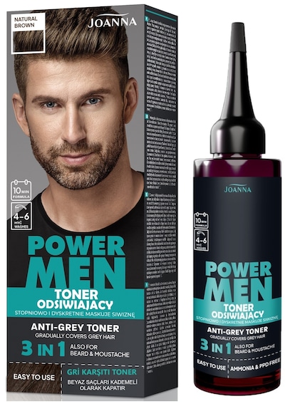 Power Men Anti-grey Toner 3ü1arada Saç Sakal Bıyık 04 Doğal Kahverengi 3 Adet