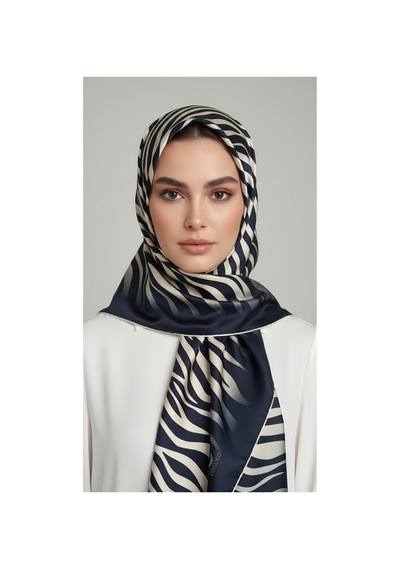 Lady Coco Zebra Desenli Dijital Baskı Rayon Eşarp Koyu Yeşil