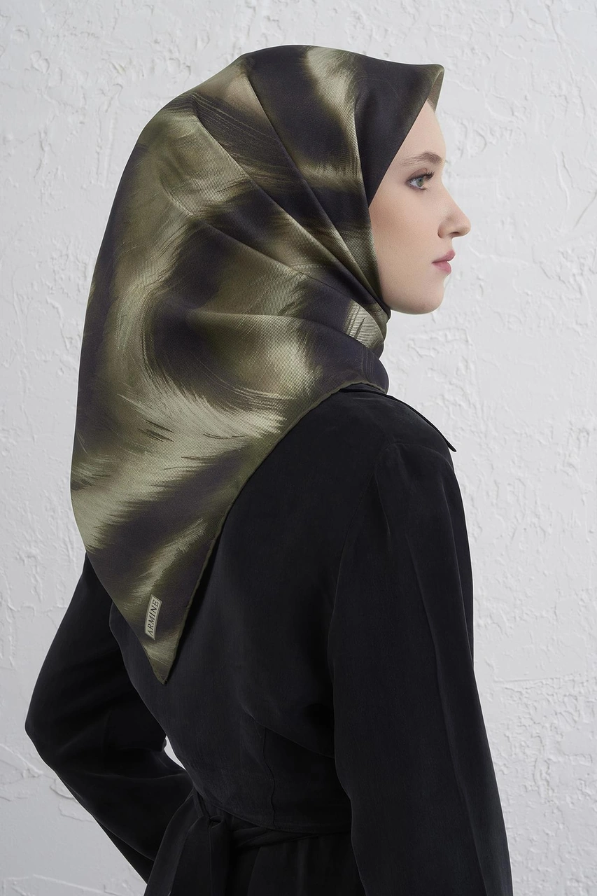 Armine Saf İpek Sura Eşarp 9432d 32 Haki