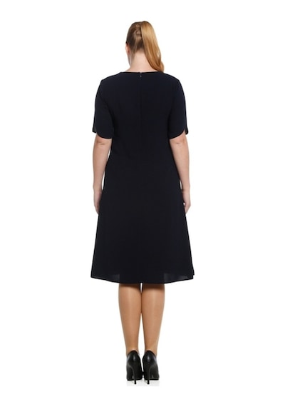 Nidya Moda Büyük Beden Davet Elbise Ayraç Yaka-4067L Lacivert
