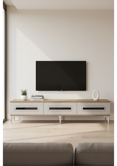 Tsa1806dbs - Rany Tsa180 Tv Stand, Tv Sehpası Ve Tv Ünitesi Safirmeşe-beyaz-sılver 180cm Tsa1806dbs - Rany Tsa180 Tv Stand, Tv Sehpası Ve Tv Ünitesi Safirmeşe-beyaz-sılver 180cm