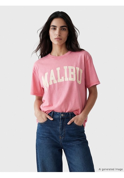 Lcw Vision Pembe Oversize %100 Pamuklu Kadın Tişört