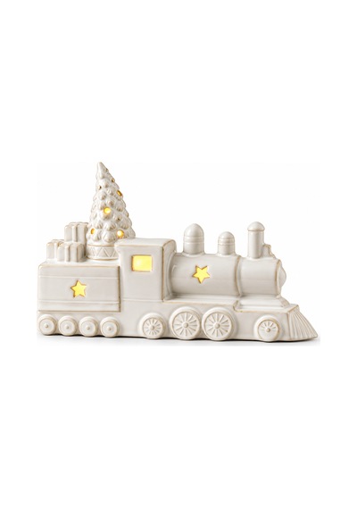 Seramik Tren Tasarımlı Yılbaşı Mumluk / Tealight Holder - Beyaz