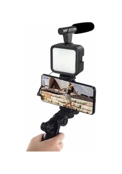 Telefon - 366 - Tutucu Mini Mikrofonlu Tripod Vlog - Csmo-tex - Çekim Video