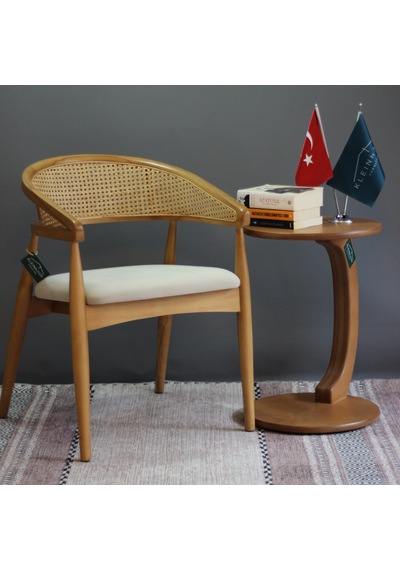 Kleinhaus - Berlin Hazeranlı Ahşap Sandalye - Yemek Odası Sandalyesi Naturel
