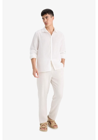 Defacto Relax Fit Geniş Paça Keten Karışımlı Pantolon B1043ax25smbg228 Bej