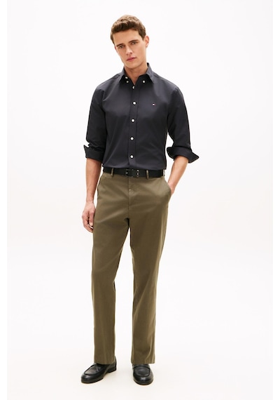 Tommy Hilfiger Erkek Poplin Solid Siyah Gömlek-13455 Siyah